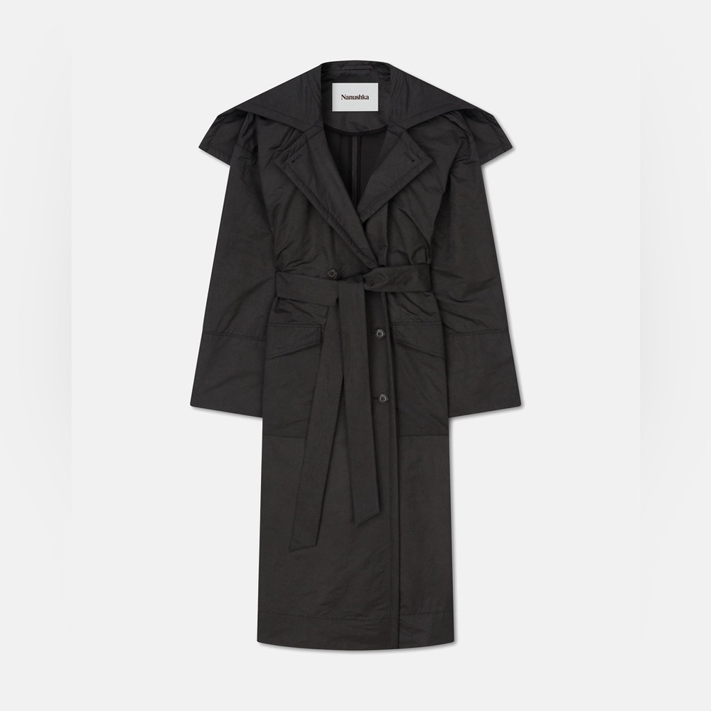Nanushka Elegant Black Long Coat size L